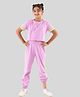 tweeny mini Pure Cotton Half Sleeves Solid Crop Top With Coordinating Joggers Set - Purple