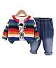 Little Surprise Box Cotton Full Sleeves Striped & Text Printed Winter Wear Set - Multi Colour