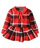 Little Surprise Box Cotton Full Sleeves Checked Sweatshirt & Skirt Set - Red