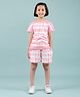 tweeny mini Pure Cotton Knit Half Sleeves Tie Dye Coordinating Night Suit Set - Pink