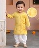 Babyhug Cotton Full Sleeves Embroidered Angarakha Kurta Dhoti Set - Yellow