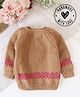 Woonie Full Sleeves  Hand Knitted Self Design Sweater - Beige