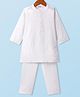 Babyhug Cotton Woven Cambric Schiffly Full Sleeves Kurta Pyjama Set - White