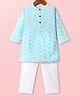 Babyhug Cotton Woven Cambric Embroidered Full Sleeves Kurta Pyjama Set - Light Blue