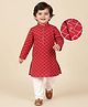 Babyhug Full Sleeves Cotton Woven Kurta with Embriodery and Payjama Set - Red