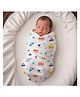Mom's Home Organic Cotton Muslin Swaddle Cum Bath Towel Car Print - White