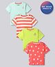 Bonfino Cotton Knit Half Sleeves Over Sized T-Shirt with Stripes & Fruit Print Pack of 4 - Multicolor