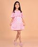 misbis Pure Chifon Cold Shoulder Floral Printed Dress - Pink