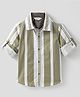 INFINITY Twill Cotton Woven Full Sleeves Indigo Striped Shirt - Khaki