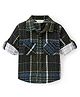 INFINITY Corduroy Cotton Full Sleeves Checked Shirt - Green