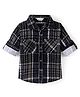 INFINITY Corduroy Cotton Full Sleeves Checked Shirt - Black