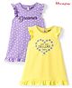 Honeyhap Premium Cotton Knit Sleeveless Text & Heart Printed Sleeveless Nighties With Bio Finish Pack of 2 - Yellow Purple