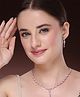 NVR Women's Silver-Plated Pink CZ-Studded Handcrafted Jewellery Set - Pink