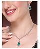 NVR Women's Silver-Plated Green American Diamond-Studded Handcrafted Jewellery Set - Green