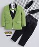 Jeet Ethnics Full Sleeves Solid 4 Piece Coat Suit With Bow - Green