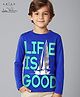 Arias Single Jersey Knit Full Sleeves T-Shirt With Text Print - Blue