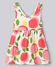 Bonfino 100% Cotton Knit Sleeveless Apple Printed Dress - White