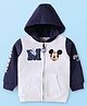 Babyhug Disney Terry Knit Full Sleeves Mickey Mouse Printed Hooded Sweatjacket with Kangaroo Pockets - Navy Blue
