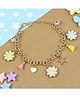 Asthetika Floral Charms Evil Eye Chain Bracelet - Yellow White & Pink