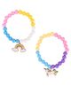 Asthetika Unicorn Rainbow Charms Set of 2 Beaded Bracelets - Pink Purple Blue & Yellow