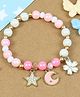 Asthetika Star Moon Multi Charm Beaded Bracelet - Pink