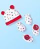 Babyhug Interlock Knit Caps Mittens & Booties With Star Print & Ear Applique - White