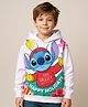 Pine Kids Disney Terry Knit Full Drop Shoulder Sleeves Hooded Oversized Sweatshirt with Front & Back Stitch Print - White