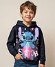 Pine Kids Disney Terry Knit Full Sleeves Oversized Hooded Sweatshirt with Front & Back Stitch Graphics  - Black