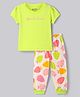Bonfino Cotton Knit Half Sleeves Tropical Print Night Suit Set - Neon Green