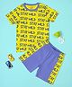 Be Awara Cotton Half Sleeves Stay Wild Printed T-Shirt & Shorts Set - Yellow