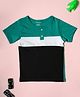 Be Awara Cotton Half Sleeves Colour Blocked Henley Tee - Black