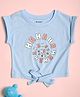 Be Awara Cotton Short Sleeves Haha Text Printed Crop Top - Blue