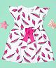 Be Awara Cotton Half Sleeves Leaf Printed Bow Applique Dress - White