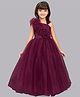 PinkChick Sleeveless Sequins Embellished & Ruffle Detailed Fit and Flared Gown -Burgundy
