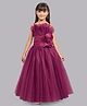 PinkChick Sleeveless Floral Applique & Ruffle Detailed Fit and Flared Gown - Burgundy