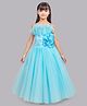 PinkChick Sleeveless Floral Applique & Ruffle Detailed Fit and Flared Gown - Blue