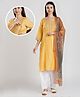 Dummy Shape Three Fourth Sleeves Abstract Embroidered Maternity Kurta With Concealed Zipper Nursing Access With Patiala & Dupatta Set  - Yellow