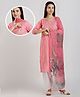 Dummy Shape Three Fourth Sleeves Abstract Embroidered Maternity Kurta With Concealed Zipper Nursing Access With Patiala & Dupatta Set - Baby Pink