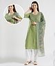 Dummy Shape Three Fourth Sleeves Abstract Embroidered Kurta With Concealed Zipper Nursing Access With Patiala & Dupatta Set - Green