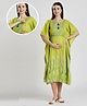 Dummy Shape Half Batwing Sleeves Abstract Embroidered & Lace Embellished Maternity Kaftan Kurta With Nursing Access - Light Green