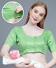 Dummy Shape Cotton Half Sleeves Floral Foil Printed Maternity Blouse With Nursing Access - Light Green
