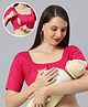 Dummy Shape Cotton Half Sleeves Floral Foil Printed Maternity Blouse With Nursing Access - Pink