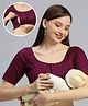 Dummy Shape Cotton Half Sleeves Abstract Foil Printed Maternity Blouse With Nursing Access - Purple