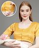 Dummy Shape Cotton Half Sleeves Abstract Foil Printed Maternity Blouse With Nursing Access - Yellow