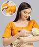 Dummy Shape Cotton Half Sleeves Abstract Foil Printed Maternity Blouse With Nursing Access - Mustard Yellow