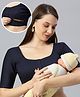 Dummy Shape Cotton Lycra Half Sleeves Solid Maternity Blouse With Nursing Access - Navy Blue