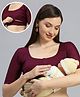 Dummy Shape Cotton Lycra Half Sleeves Solid Maternity Blouse With Nursing Access - Purple