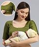 Dummy Shape Cotton Lycra Half Sleeves Solid Maternity Blouse With Nursing Access - Olive Green