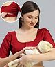 Dummy Shape Cotton Lycra Half Sleeves Solid Maternity Blouse With Nursing Access - Maroon