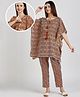True Shape Cotton Half Batwing Sleeves Mandala Floral Printed & Lace Embellished Coordinating Maternity Kaftan Kurta With Nursing Access & Pant Set - Mustard